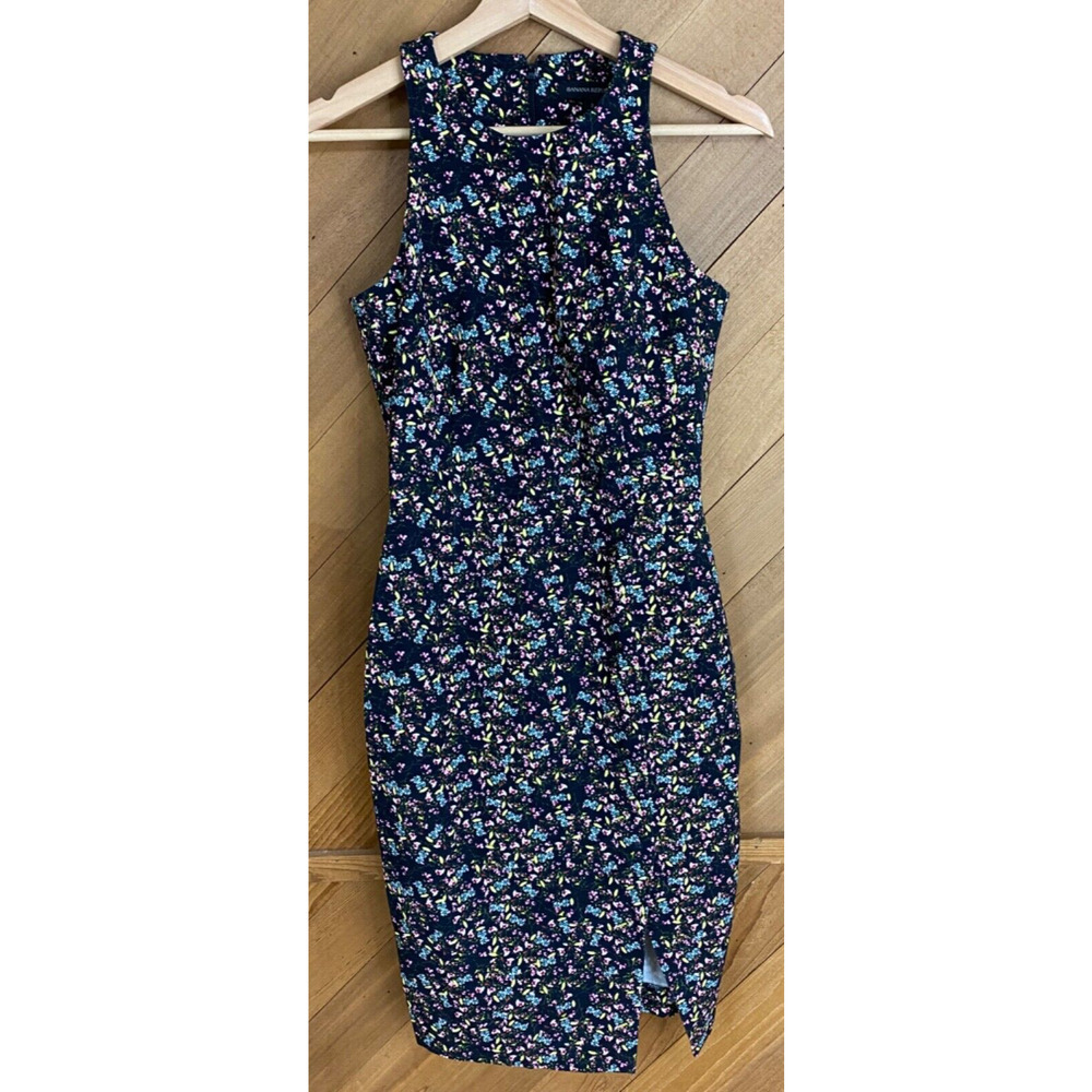 Women's Sz 2 Banana Republic Bi-Stretch Racer Neck Floral Sheath Dress, 2345